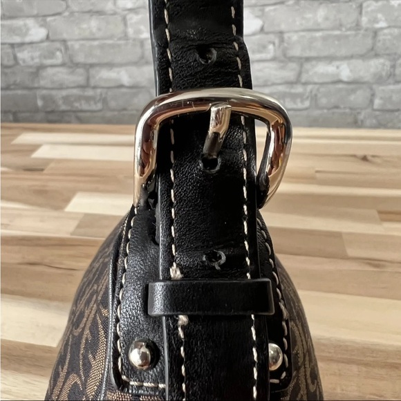 Vintage Y2K Fossil Shoulder Bag All Over Print Black and Brown Canvas - Picture 5 of 12